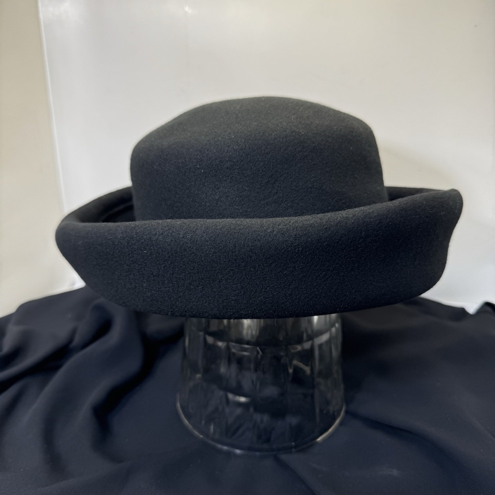 Vintage Bollman Hat Co USA Doeskin Felt 100% Wool Women's Hat Black